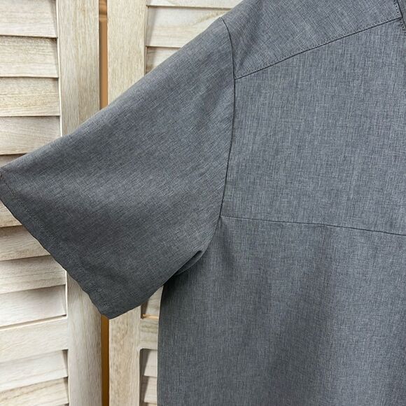 Jaanuu Refined Heathered Gray V-neck Scrub Top Large - Picture 3 of 10
